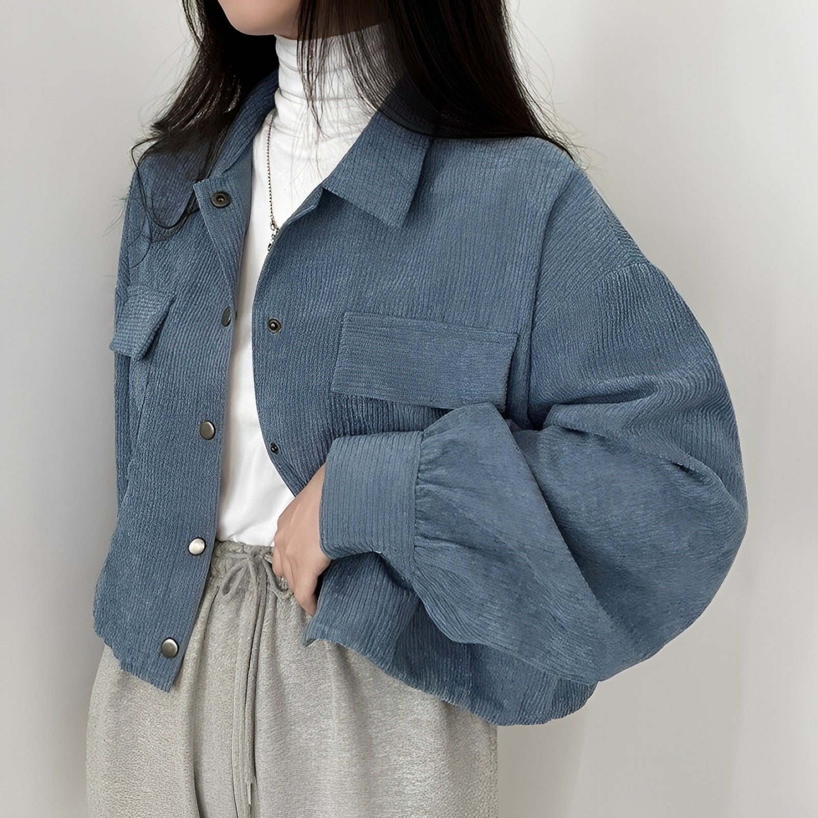 Valenzora | Women's Corduroy Jacket with Short Lapel