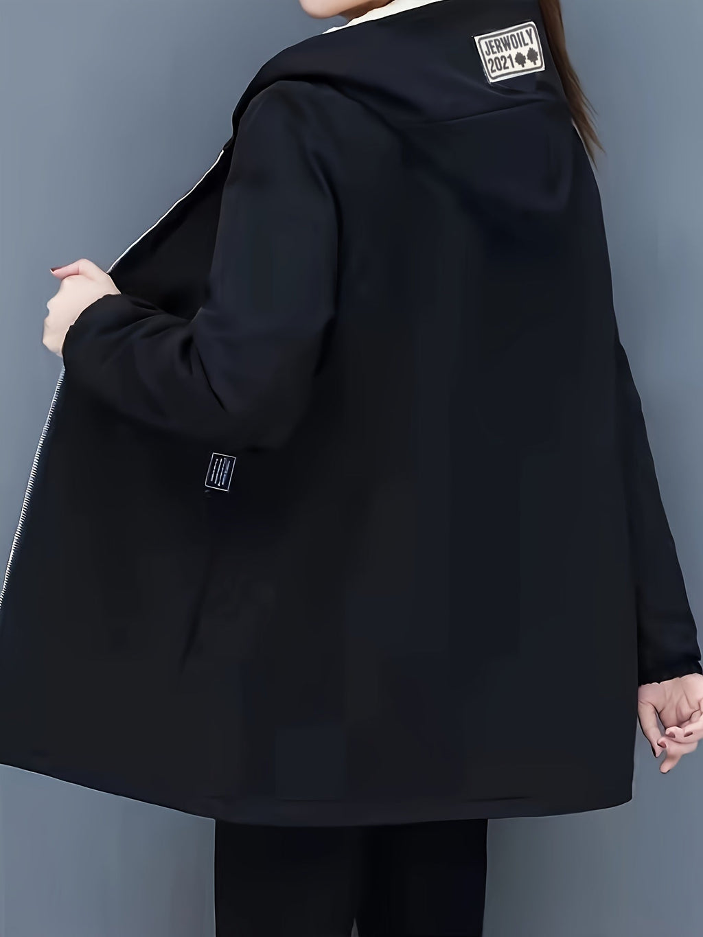Valenzora | Damen-Kapuzenmantel – schwarze Freizeitjacke