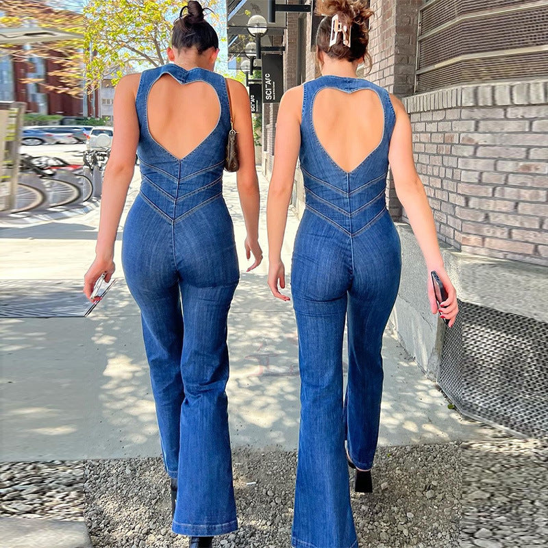 Valenzora | Denim jumpsuit with zipper detail for women