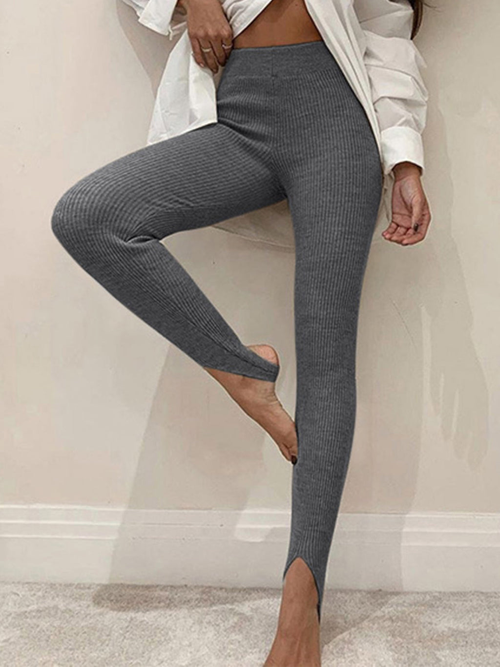 Valenzora | Freizeit Gerippte Mid-High Leggings für Damen