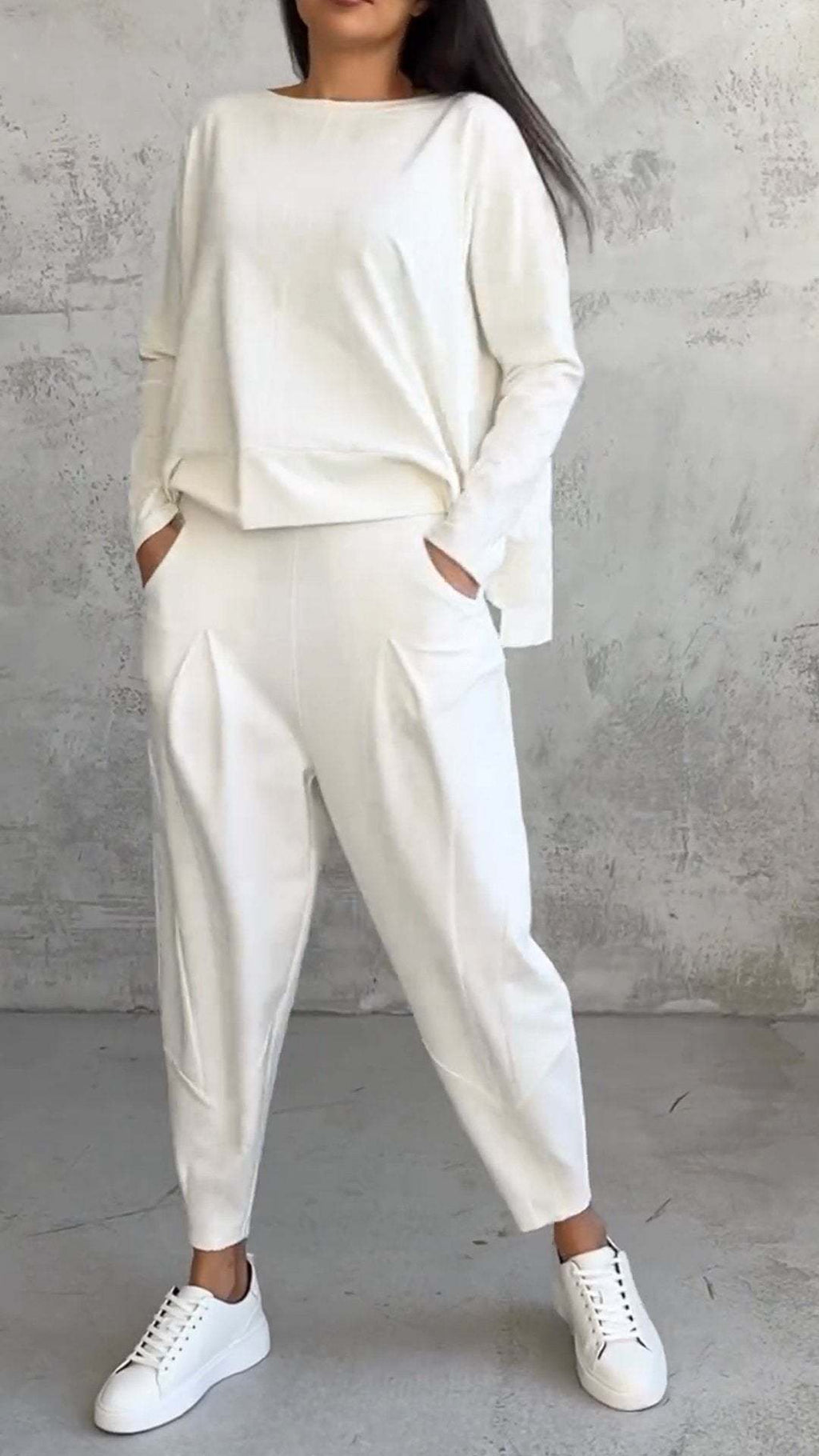 Valenzora | Damen-Hosenanzug mit langen Ärmeln, asymmetrisches Design