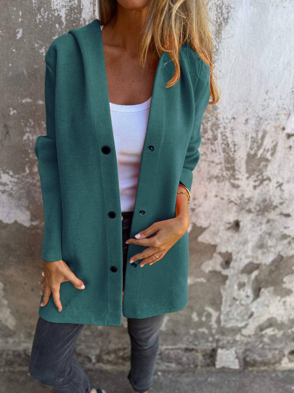 Valenzora - Casual single-breasted blazer with hood