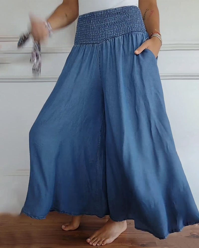 Valenzora | Trousers with elasticated waistband and wide legs