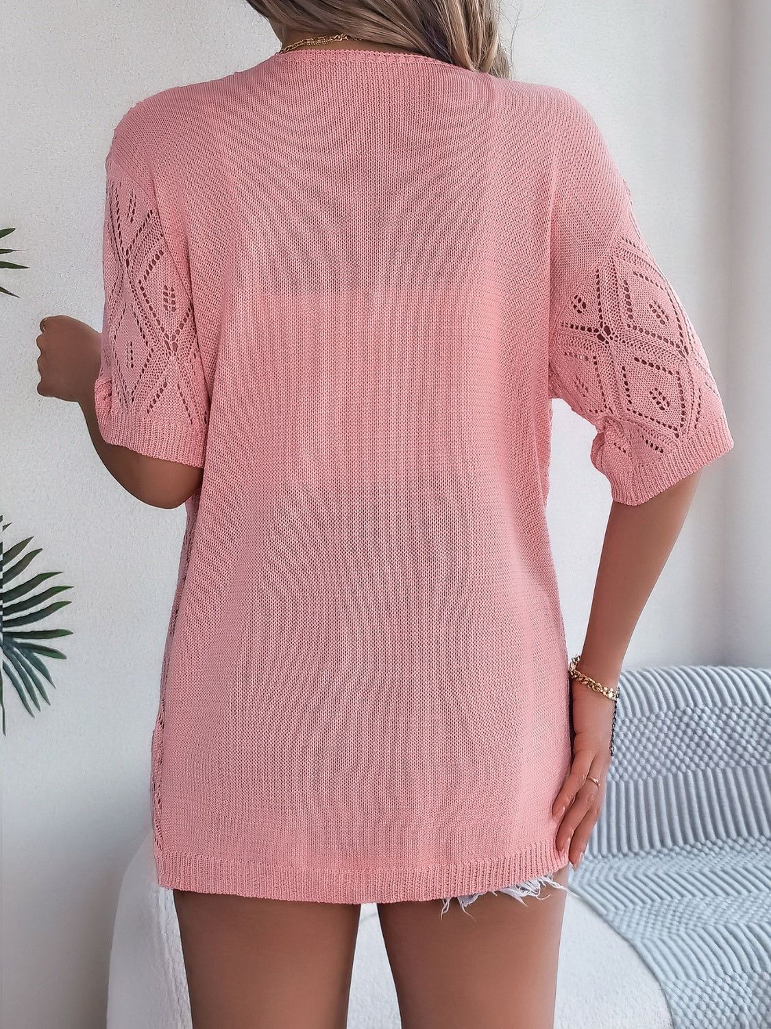 Valenzora | Open-front, open-cut, short-sleeved cardigan