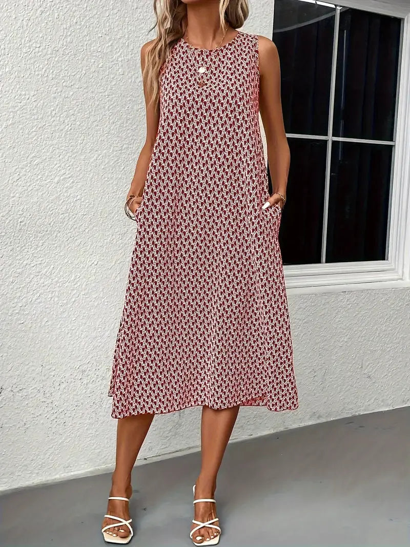 Valenzora | Freizeitkleid mit Allover-Print und Tasche – modisch & bequem