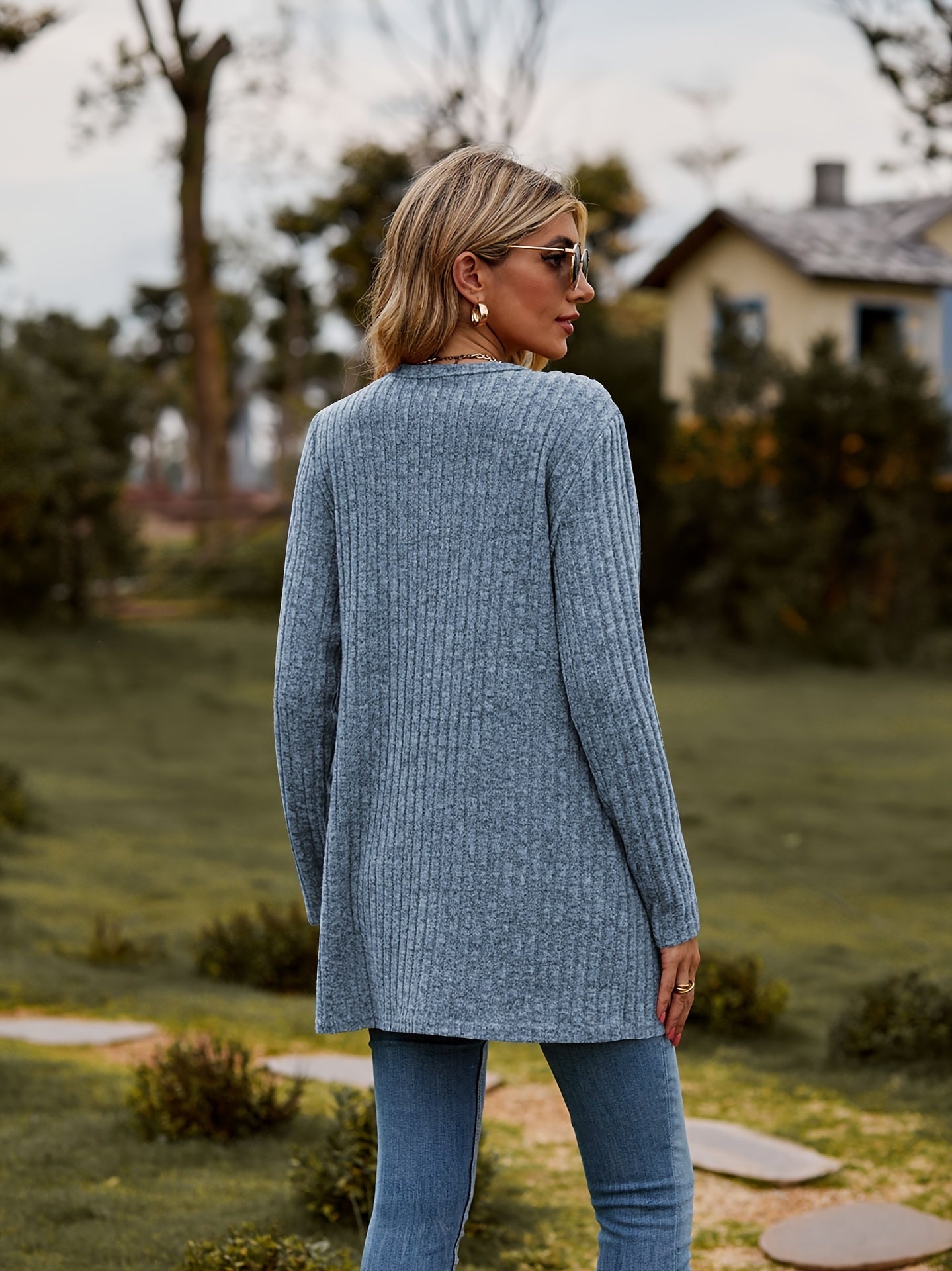 Valenzora Warm Ribbed Cotton Knit Cardigan for Women | Perfect for Casual Days