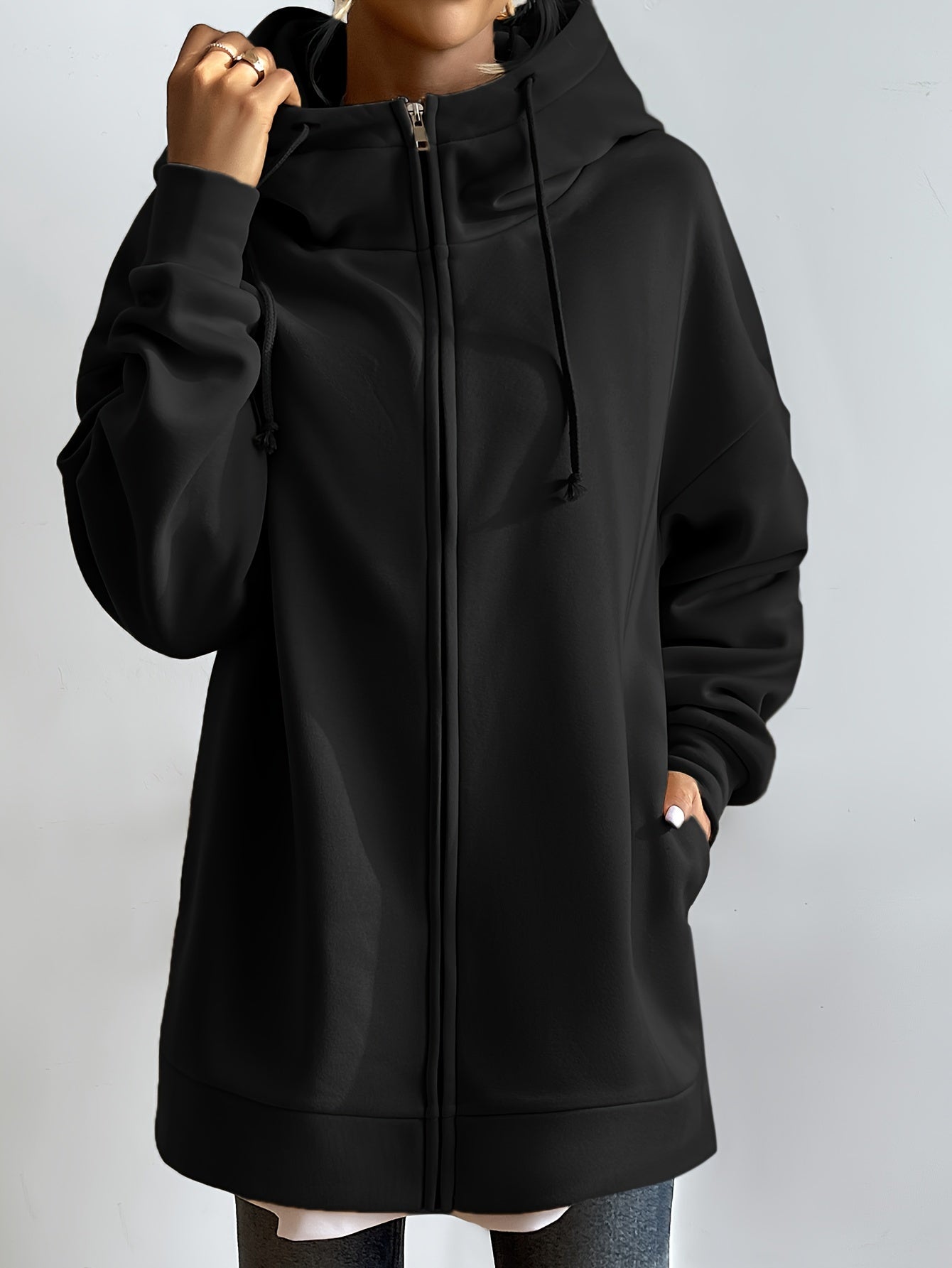 Valenzora | Comfort - Extrem bequemer langer Plüsch-Hoodie mit Reißverschluss und Kapuze für Damen