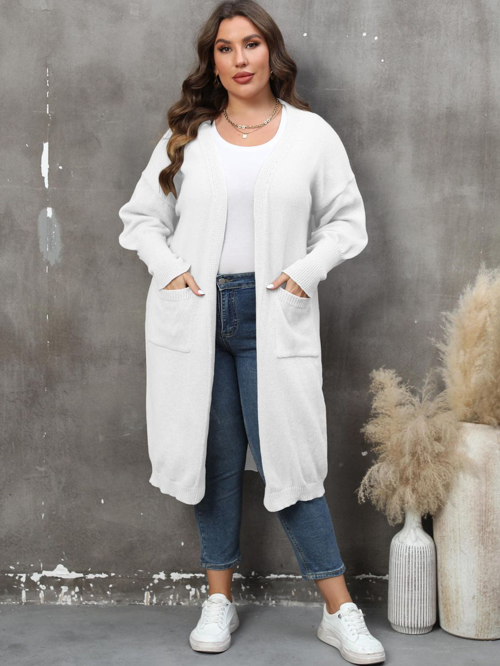 Valenzora | Plus Size Langarm-Cardigan mit Taschen