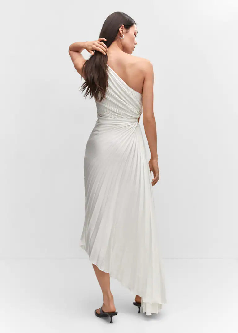 Valenzora | One-Shoulder-Plisseekleid in Midilänge
