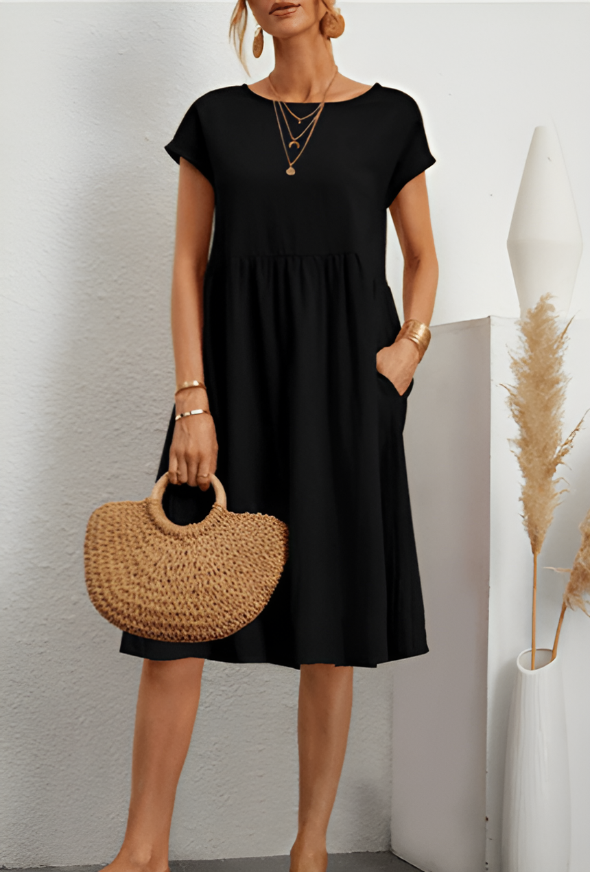 Valenzora | Damen-Midi-Kleid aus Baumwollleinen