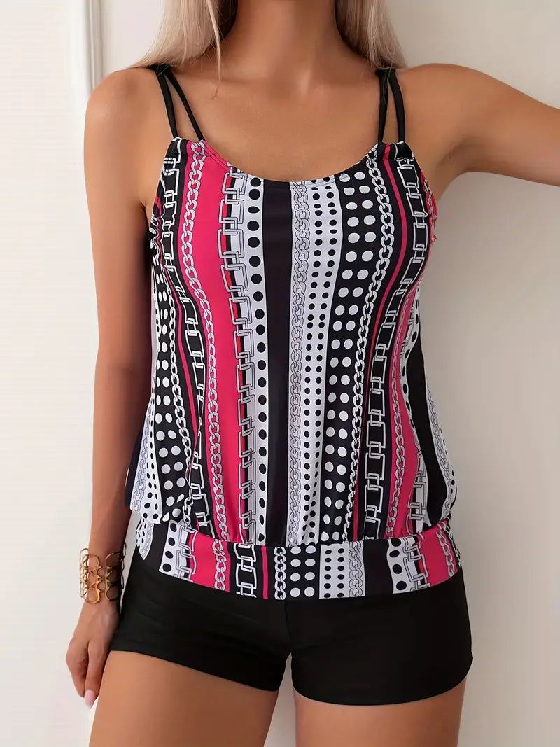 Valenzora | Gestreifter Tankini mit Print