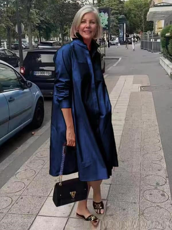 Valenzora | Hemdblusenkleid mit Umlegekragen & Dreiviertelärmeln
