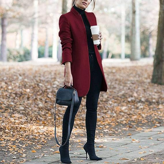 Valenzora - Fashionable wool coat with a fixed neckline