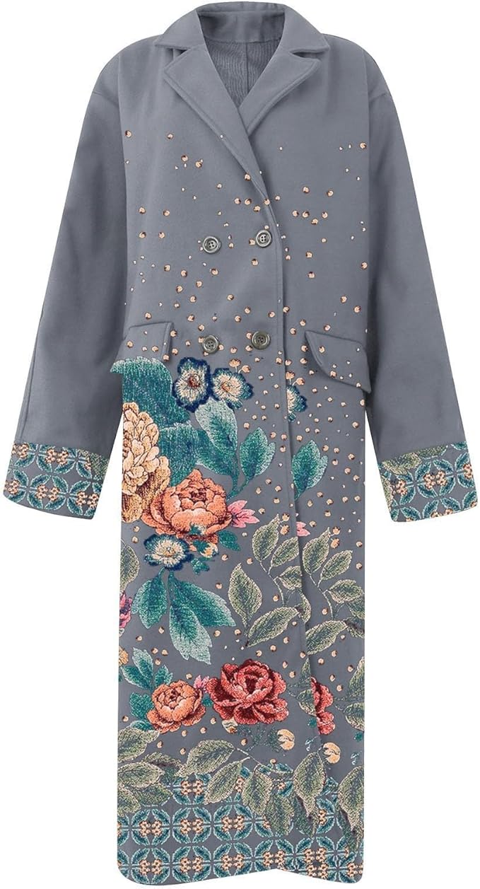 Winter coat with floral pattern