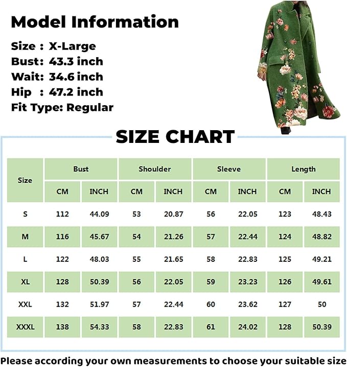 Winter coat with floral pattern