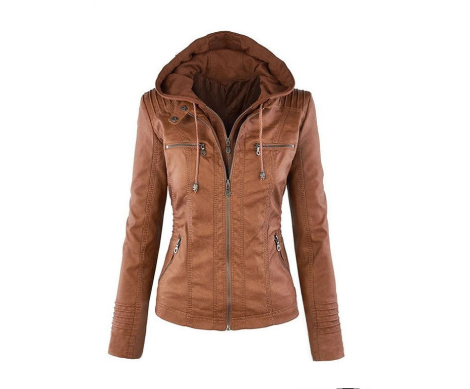 Valenzora | Women's Leather Jacket with Hood