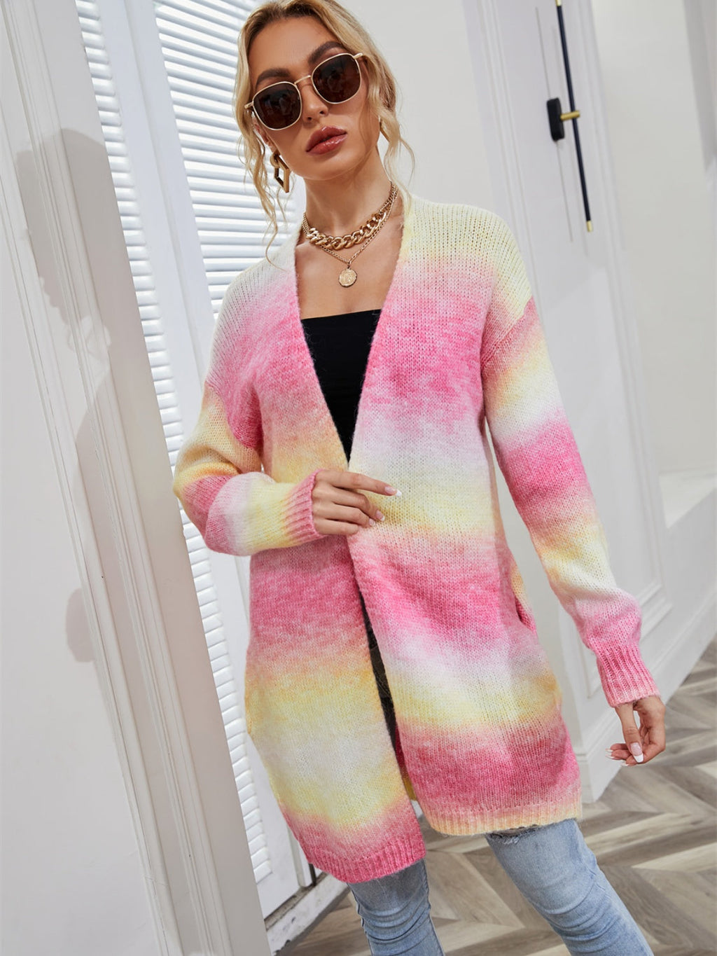 Valenzora | Angel Wings Full Size Gradient Open Front Cardigan