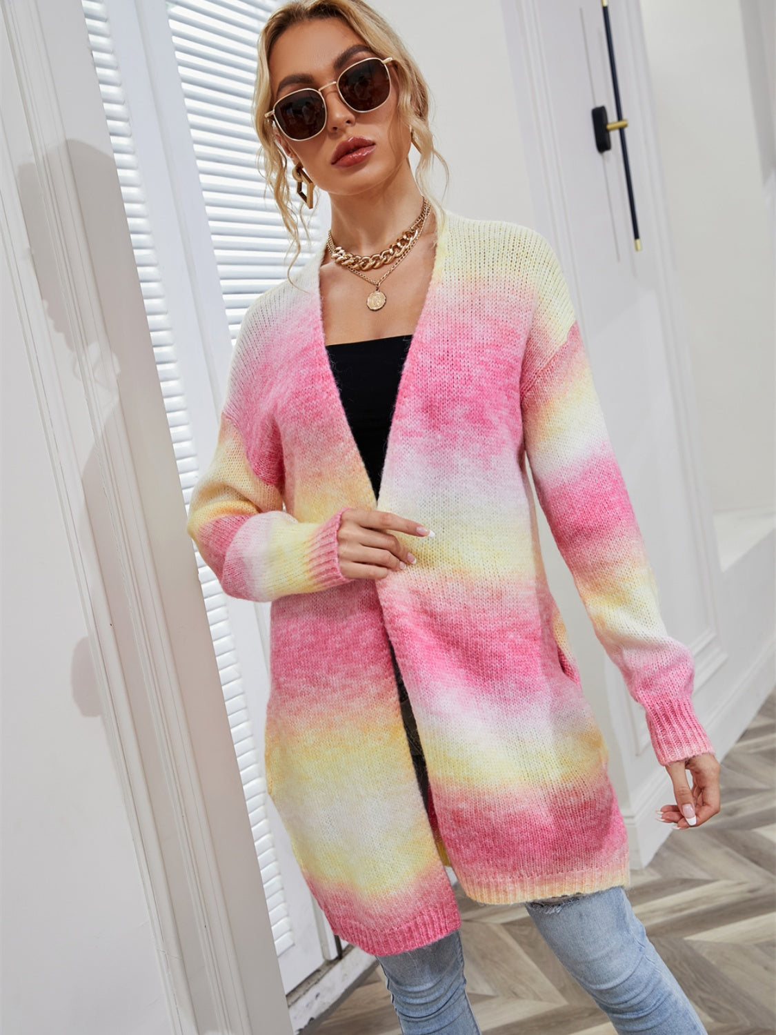 Valenzora | Angel Wings Full Size Gradient Open Front Cardigan