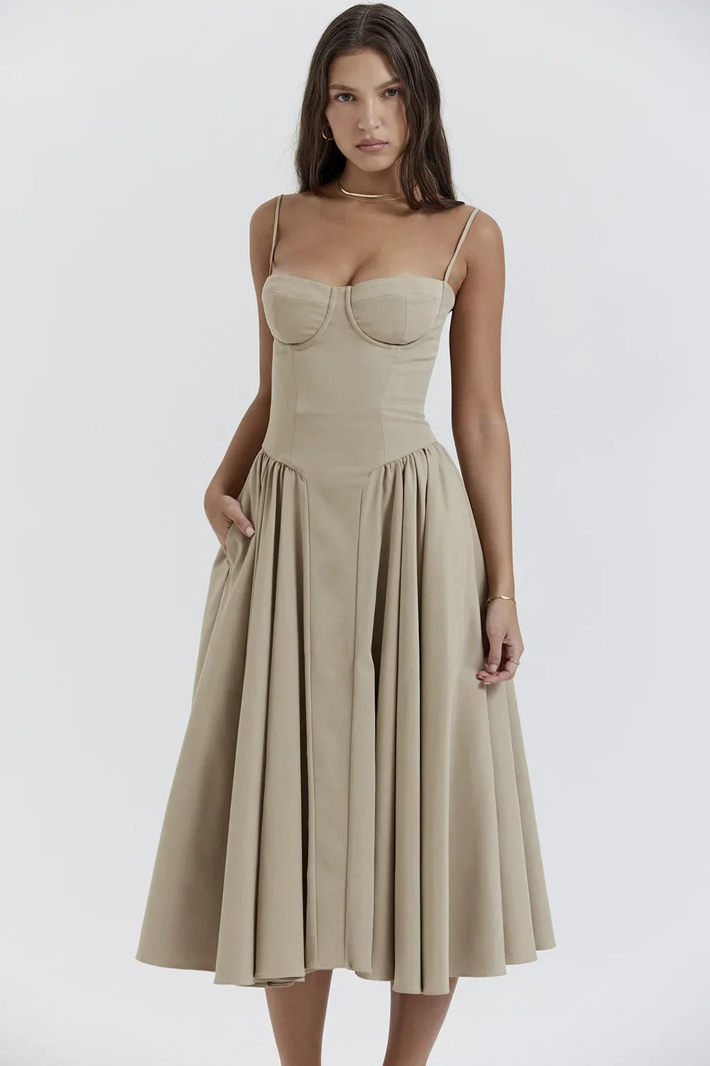 Valenzora | Ärmelloses Midikleid mit Korsett-Passform
