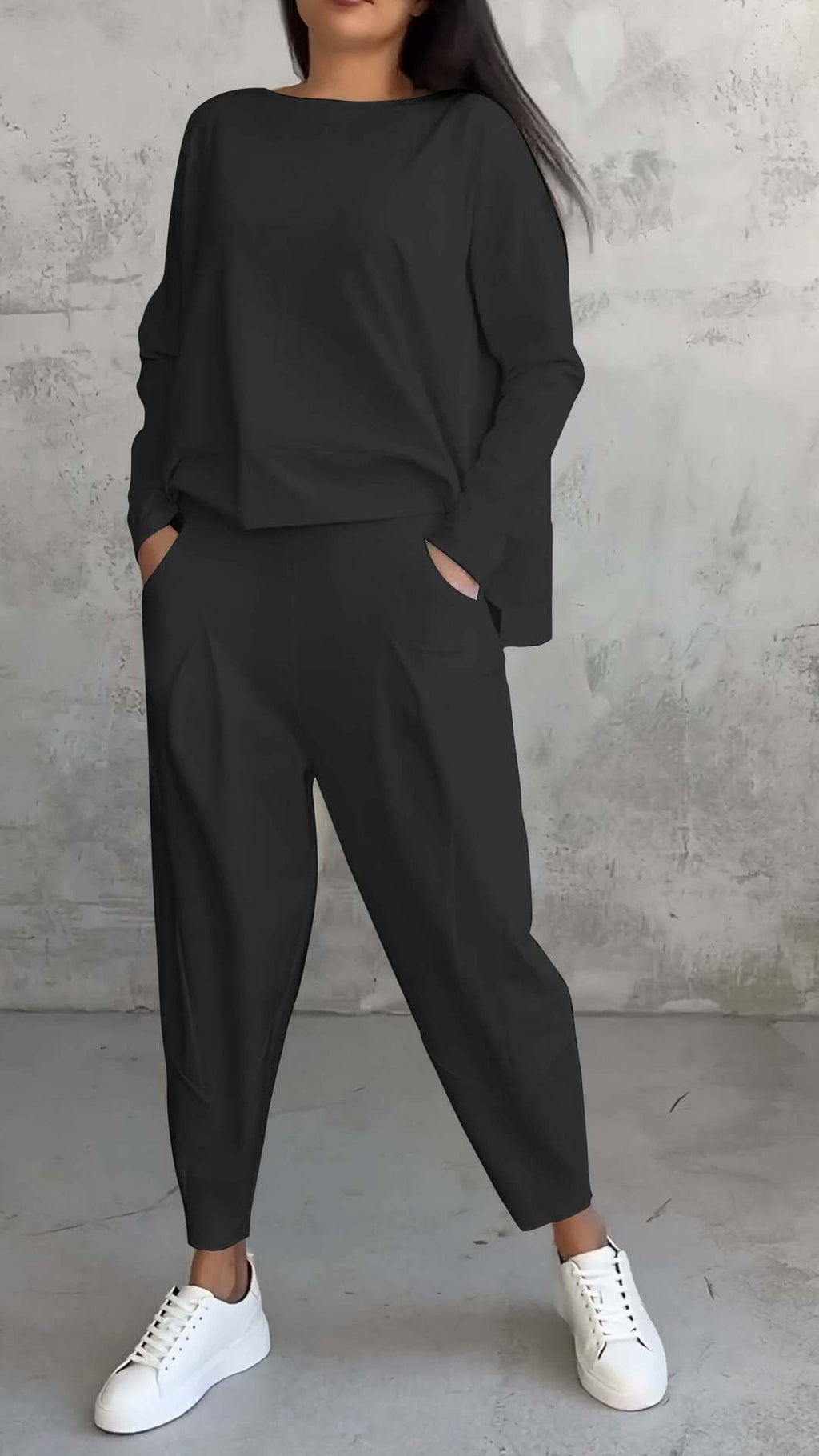 Valenzora | Damen-Hosenanzug mit langen Ärmeln, asymmetrisches Design