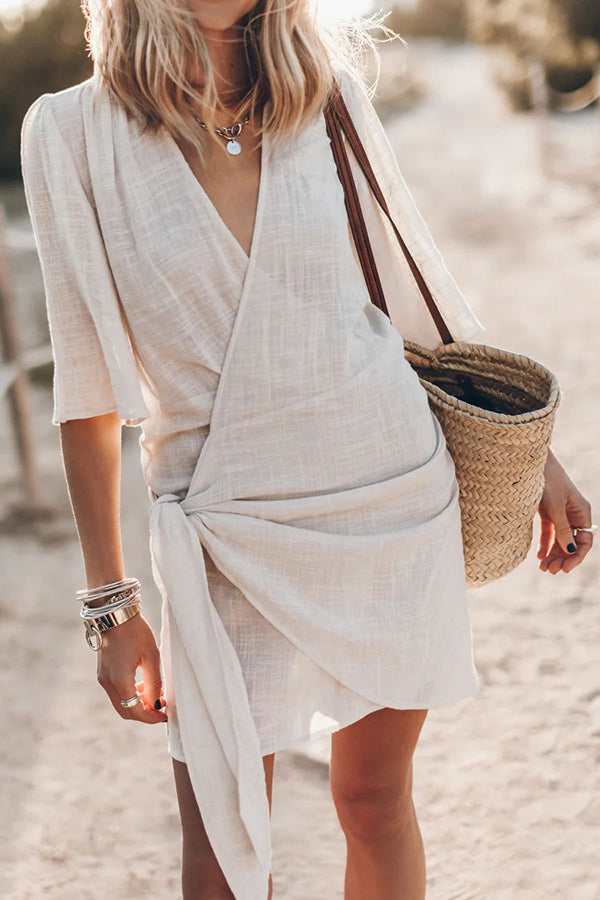 Valenzora | Bohemian wrap dress with tie belt for women