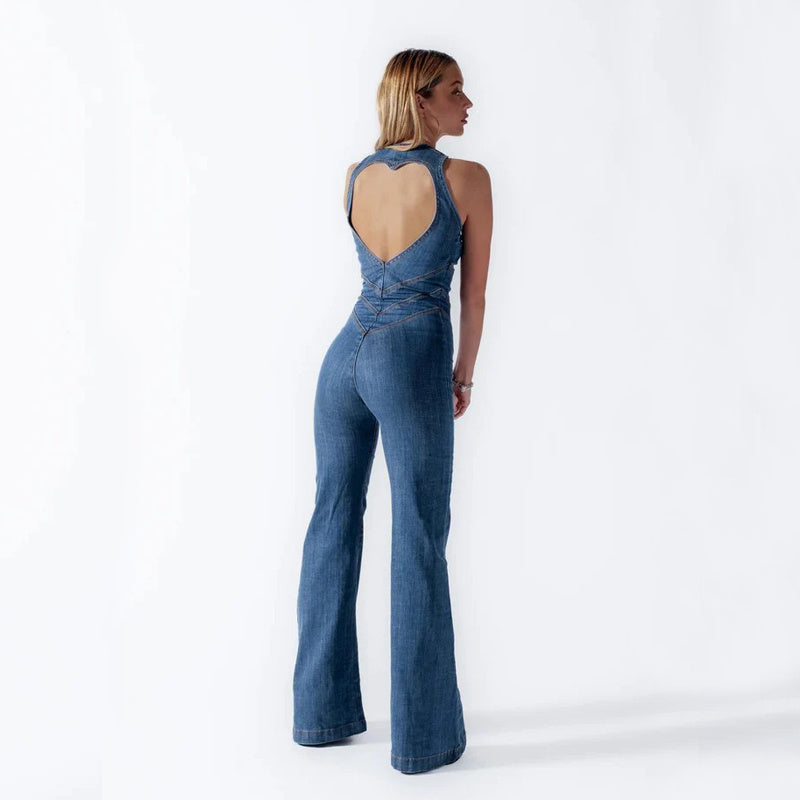 Valenzora | Denim jumpsuit with zipper detail for women
