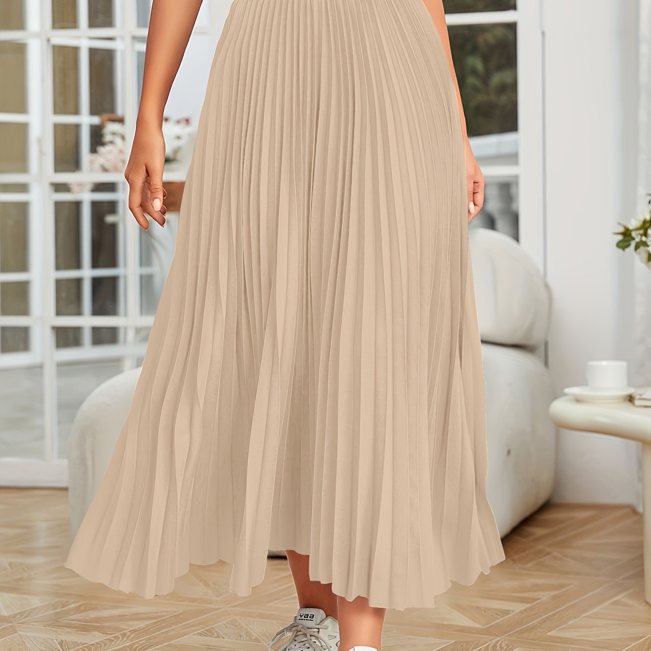 Valenzora | Pleated plain curly skirt