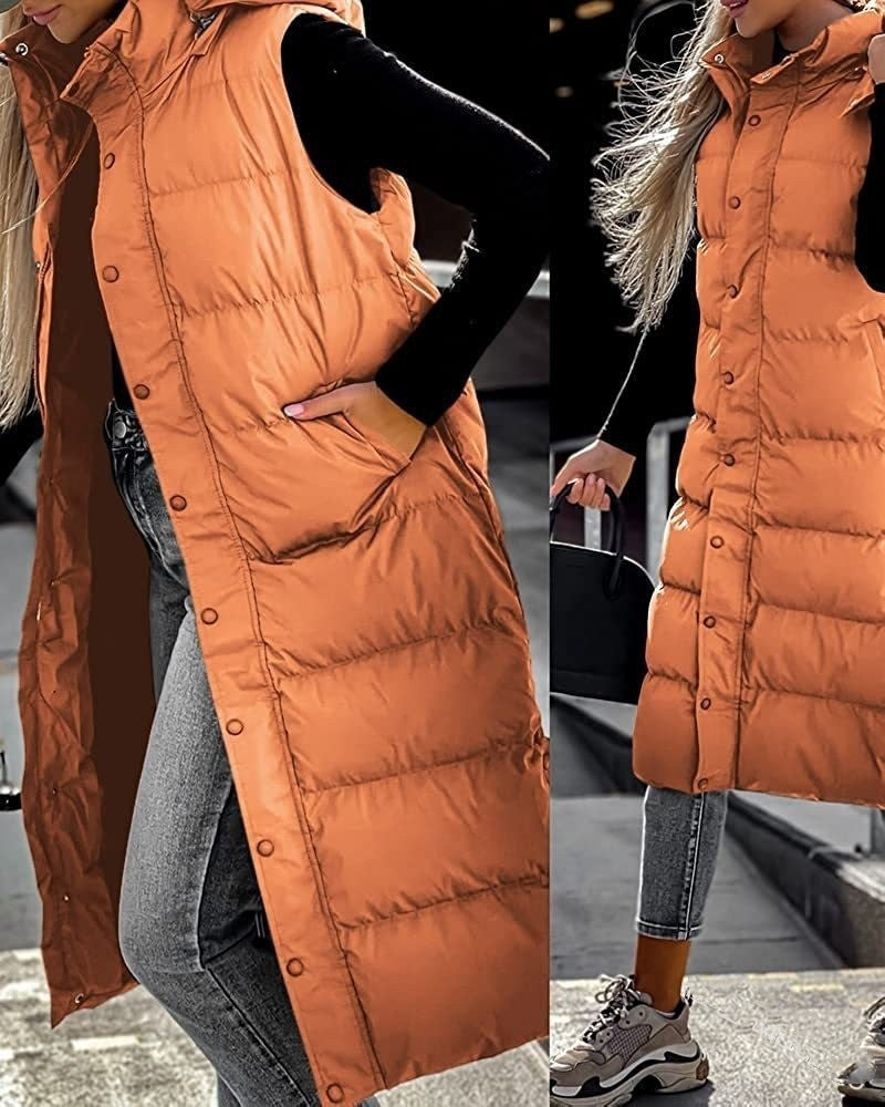 Valenzora | Ärmellose, legere Steppjacke mit Kapuze und Reißverschluss