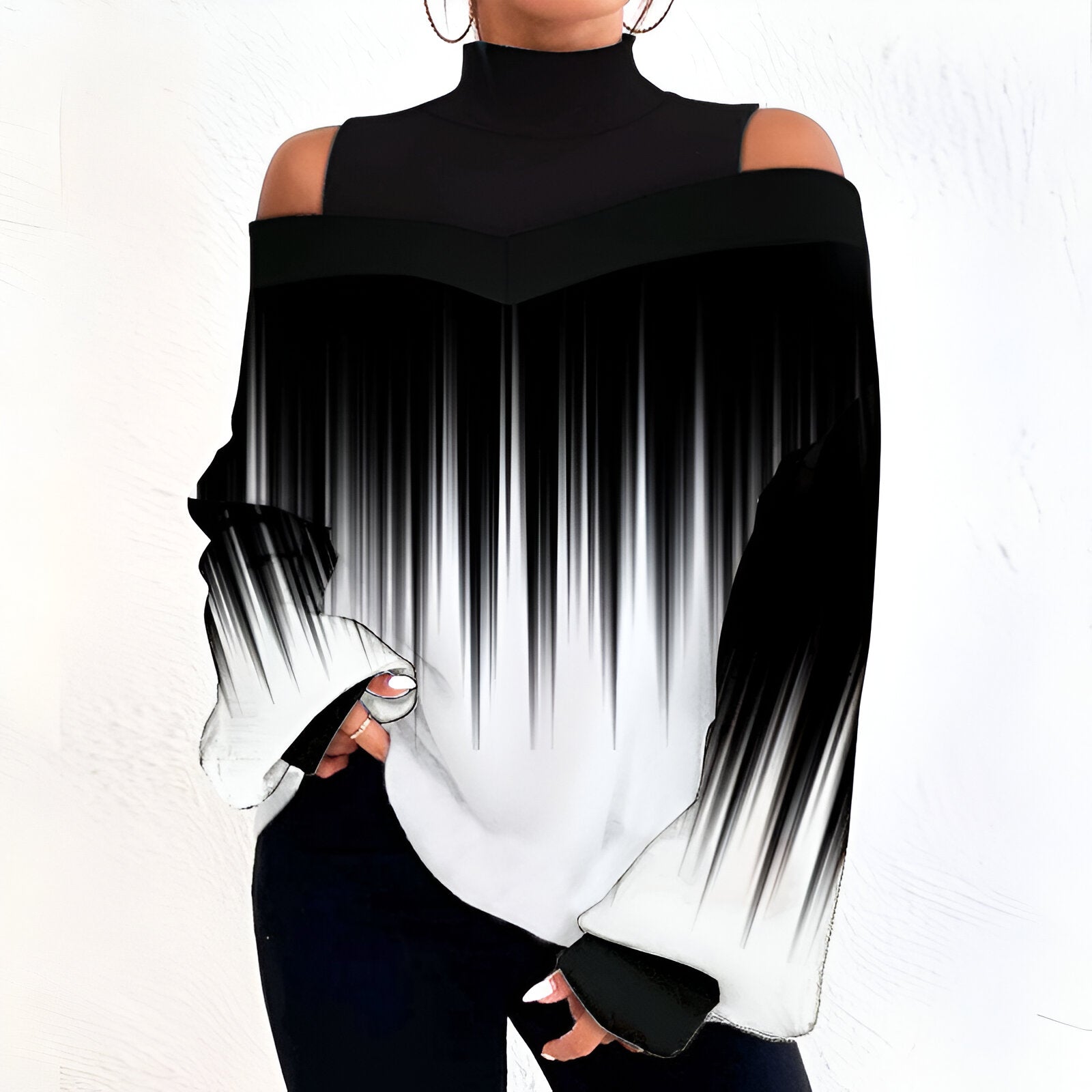 Valenzora | Sexy plaid T-shirt with off-the-shoulder sleeves
