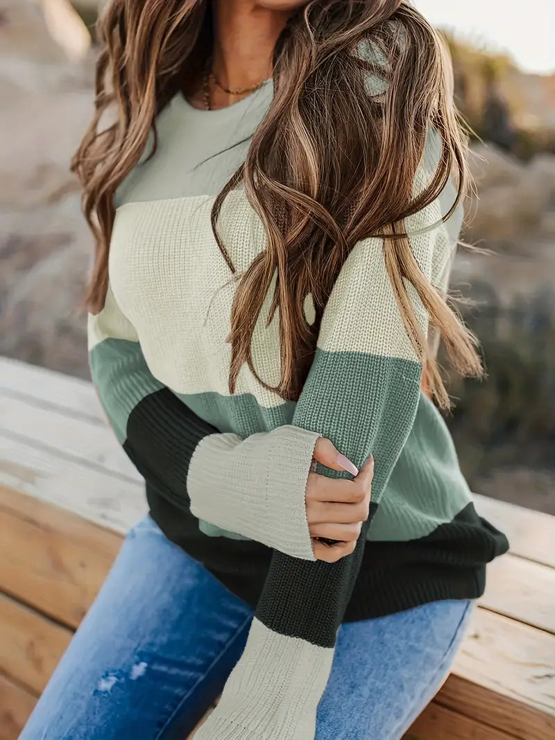 Valenzora | Striped Knitted Women's Tops Stylish and Comfortable