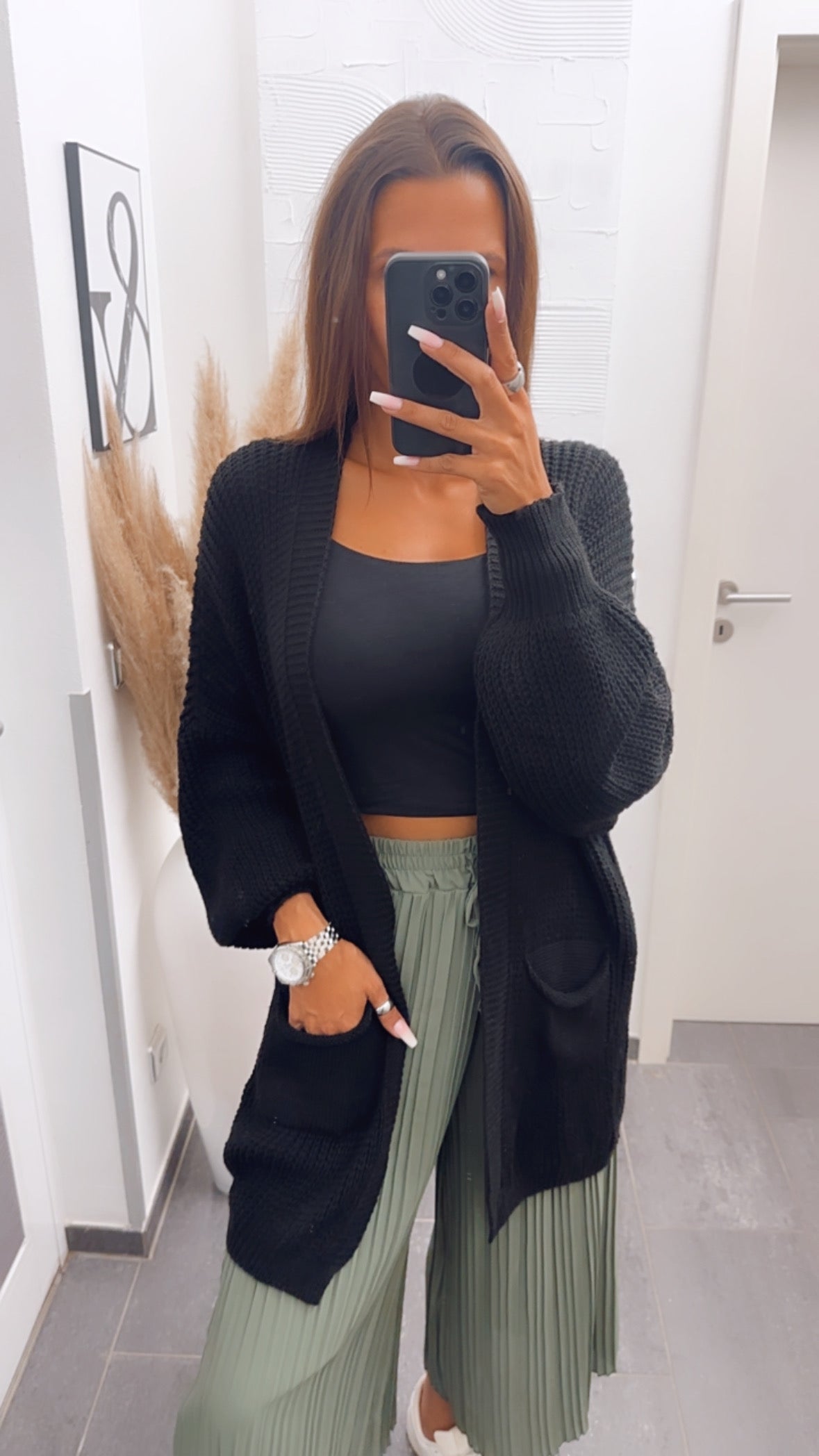 Black cardigan / knitted jacket, item no. 7188