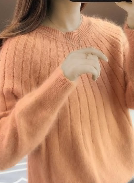 Fluffy cashmere blend knitted sweater