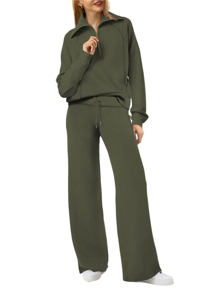 Valenzora | Bequemes Loungewear-Set für Damen mit Stehkragen und Kordelzug, modernes Set