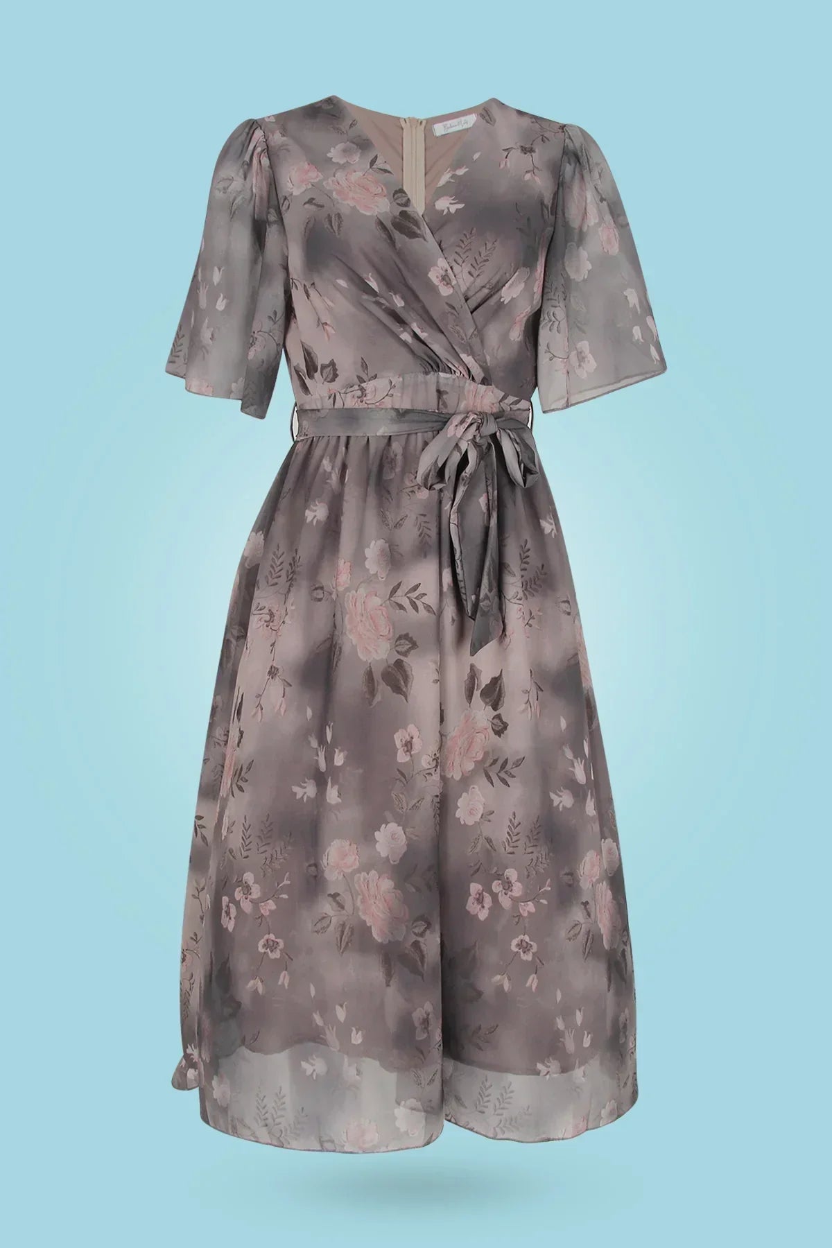 Valenzora | Midi dress with floral pattern and V-neck