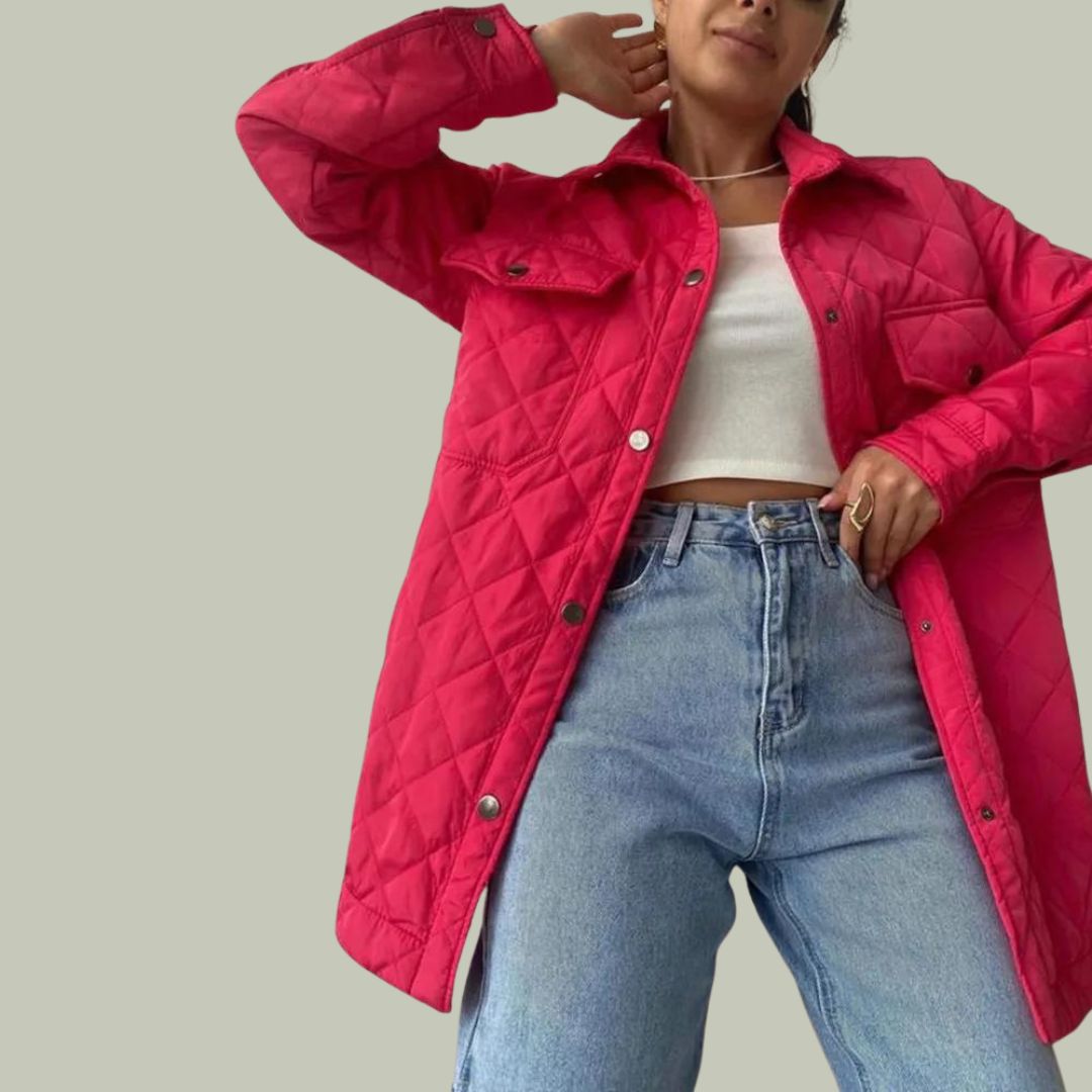 quilted jacket with snap fasteners