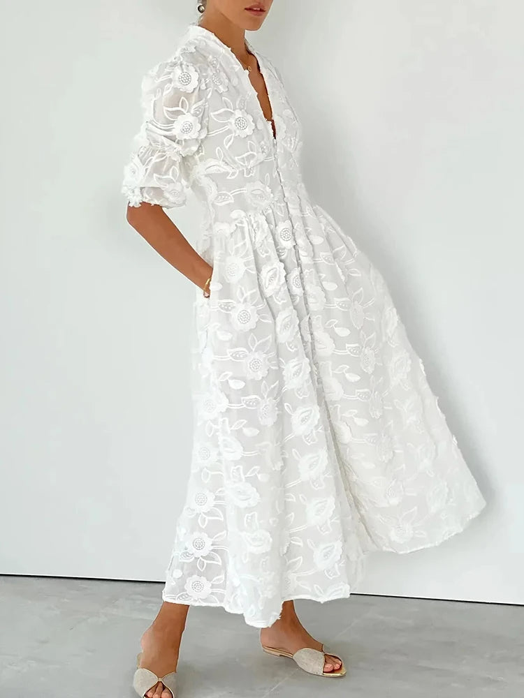 Valenzora | Midi Dress with Embroidery – Elegant Women's Fashion for Every Occasion