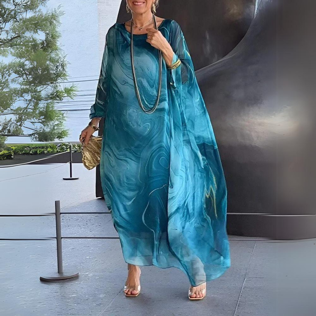 Valenzora | Kaftan Dress Flowing Lightweight Fabric Elegant Loose Fit Wide Sleeves