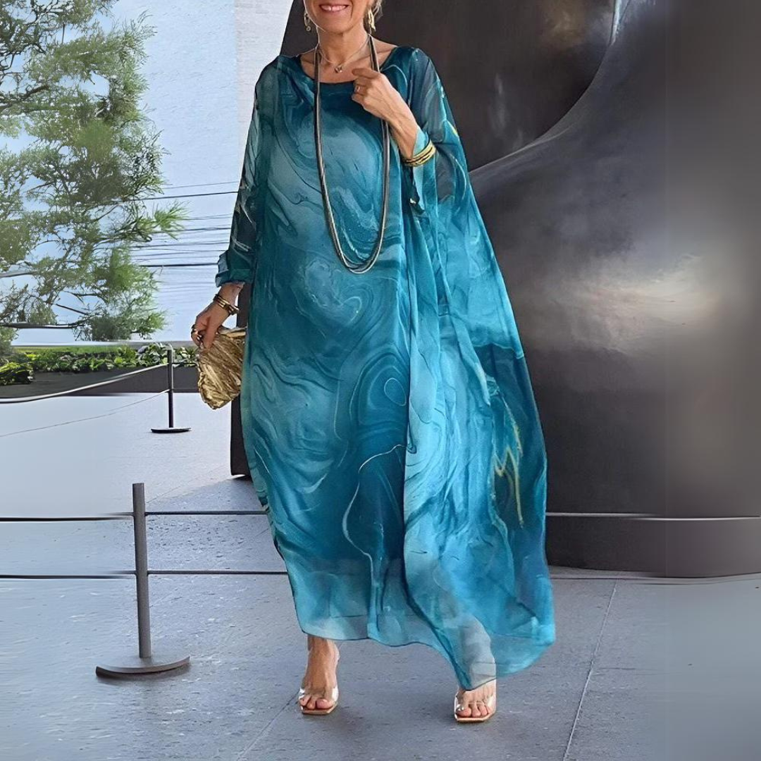 Valenzora | Kaftan Dress Flowing Lightweight Fabric Elegant Loose Fit Wide Sleeves