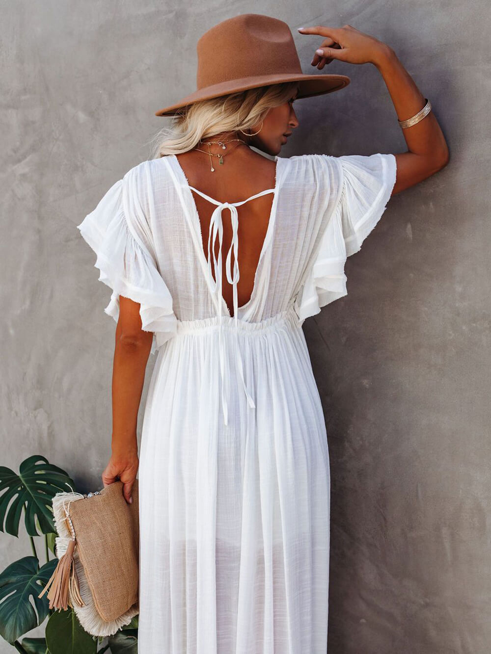 Valenzora | Stylish maxi dress with flutter sleeves for women