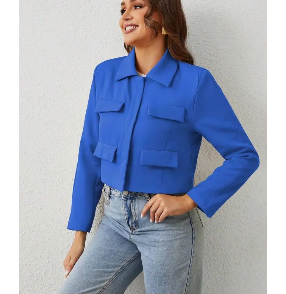 Valenzora | Damen Bomberjacke Kurze Jacke mit vier Vordertaschen und minimalistischem Design