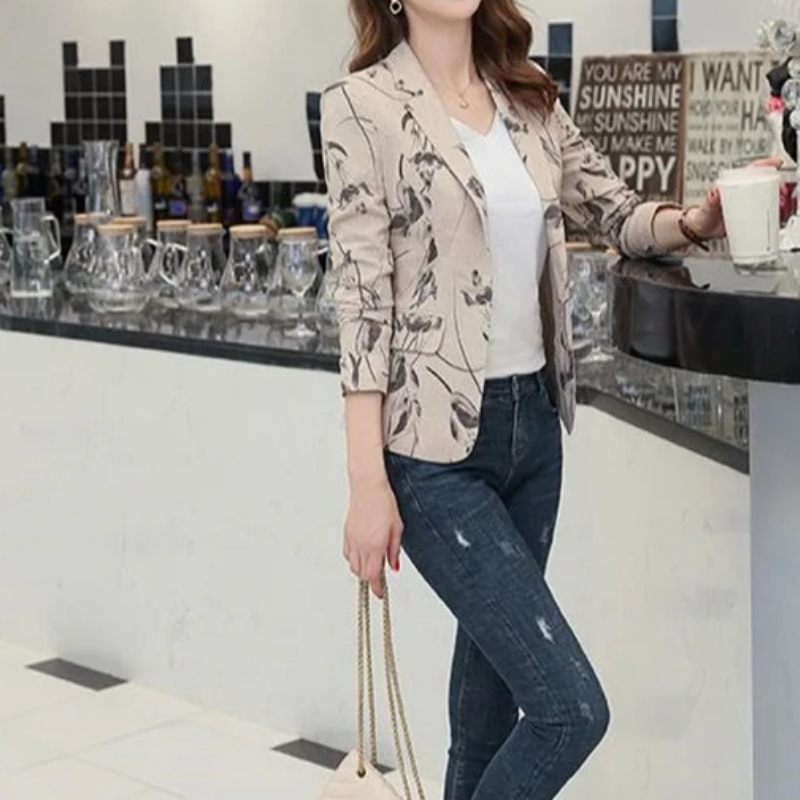 Valenzora | Damen Blazer mit Blumenmuster – perfekt für Frühling und Sommer