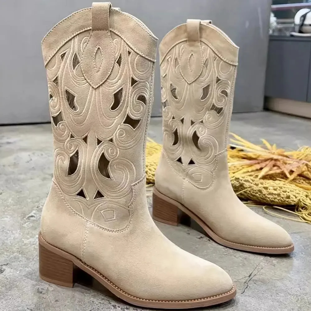 Valenzora | Embroidered Western boots for women with decorative cutouts, cowboy boots for women
