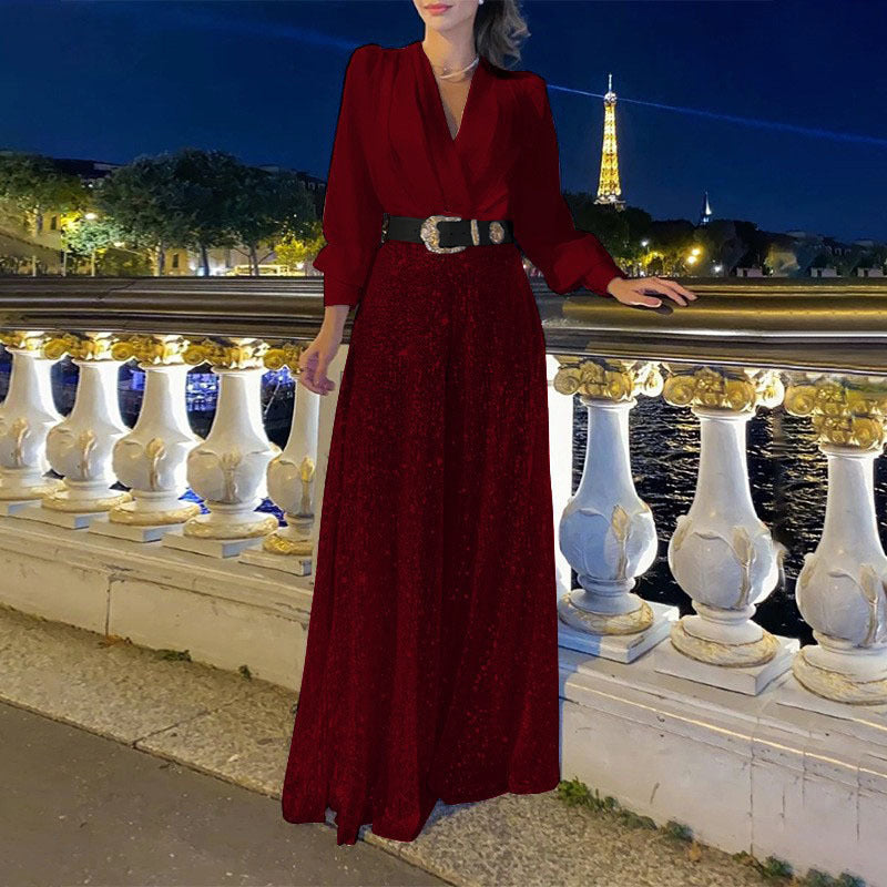 Valenzora | Elegant cut - Wide-legged sequined jumpsuit