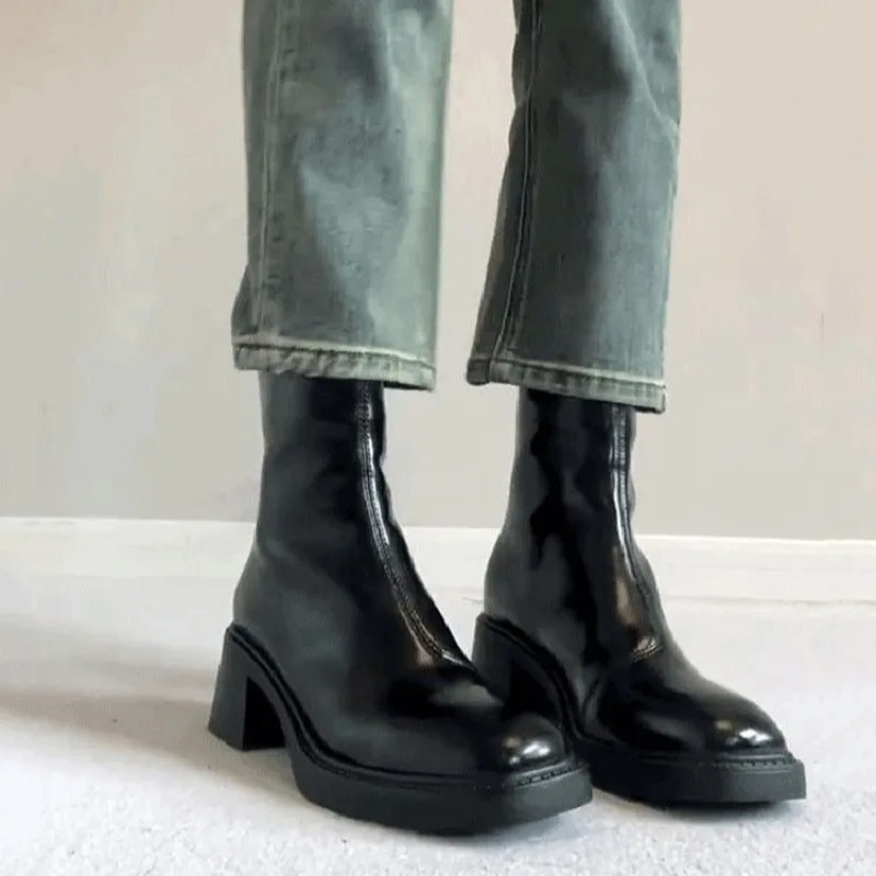 Valenzora | Elegante Stiefeletten aus Leder mit Blockabsatz für Damen