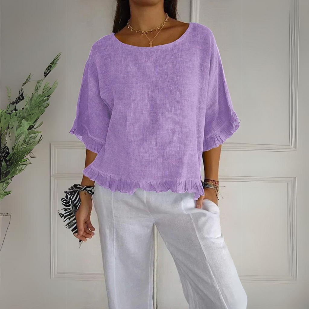 Valenzora | Linen shirt with ruffle