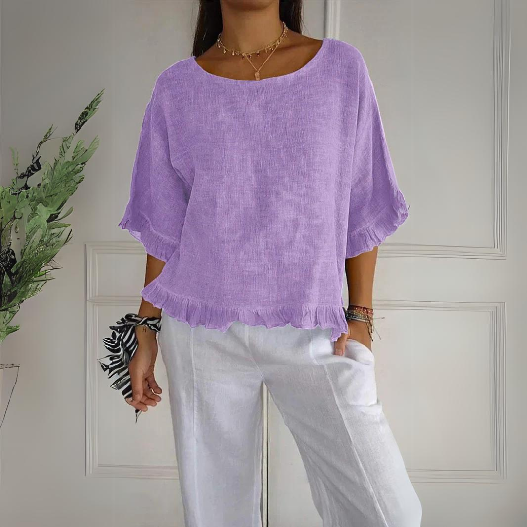 Valenzora | Linen shirt with ruffle