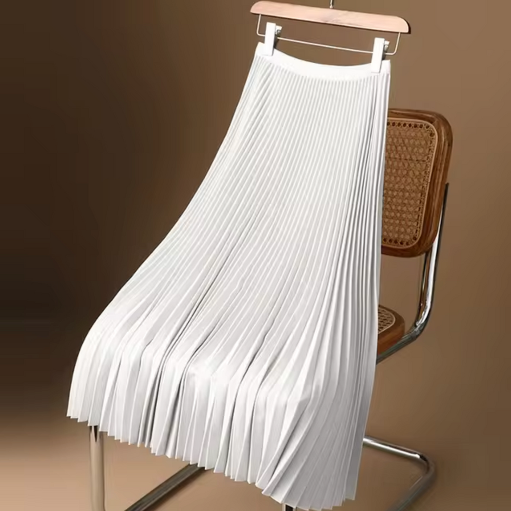 Valenzora | Pleated cotton satin maxi skirt