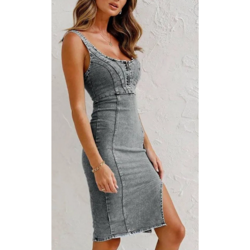 Valenzora | Jeanskleid mit figurbetonter Silhouette für einen eleganten Look