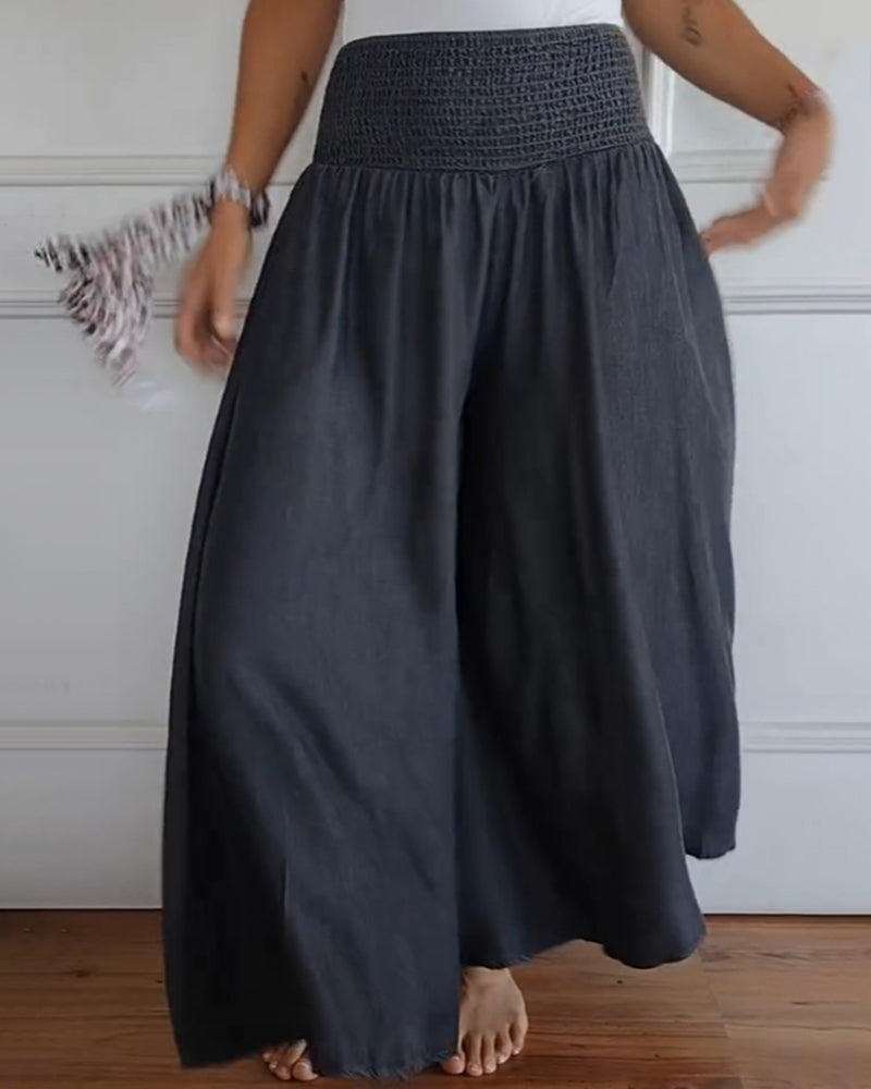 Valenzora | Trousers with elasticated waistband and wide legs