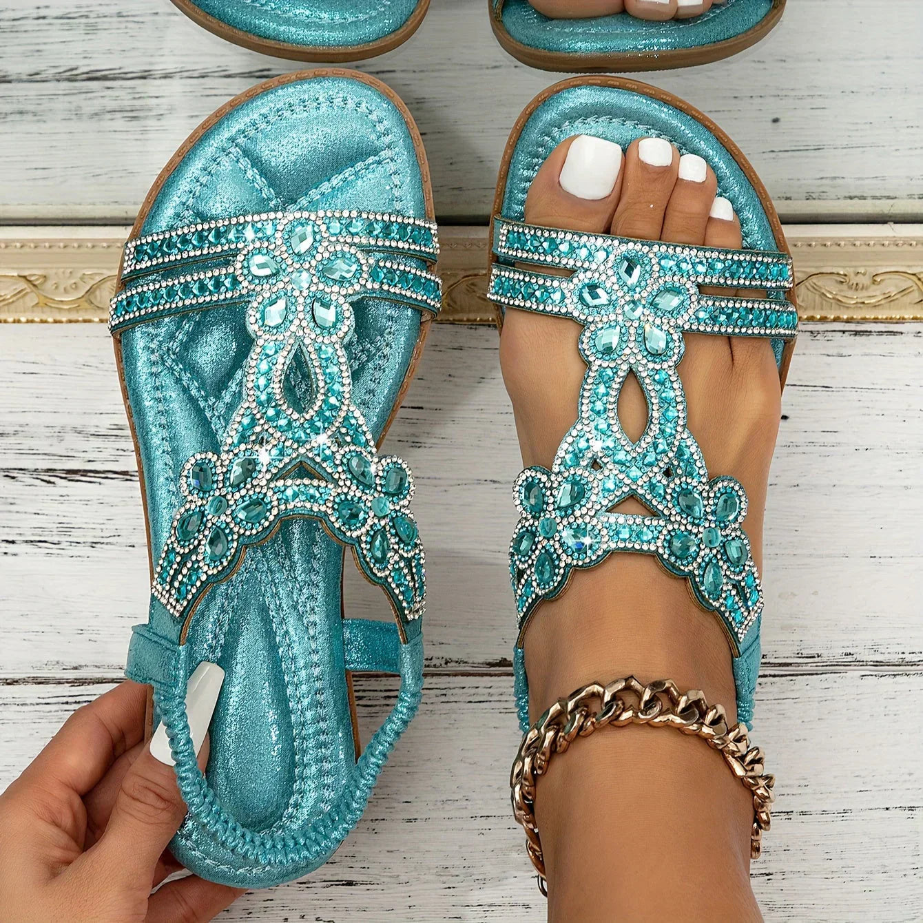 Valenzora | Trendy Rhinestone Summer Sandals for Women